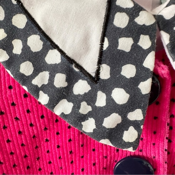 Vintage Small Steps 12 Months Girl Pink Corduroy Bow Dress Top 80s 90s - Picture 5 of 7